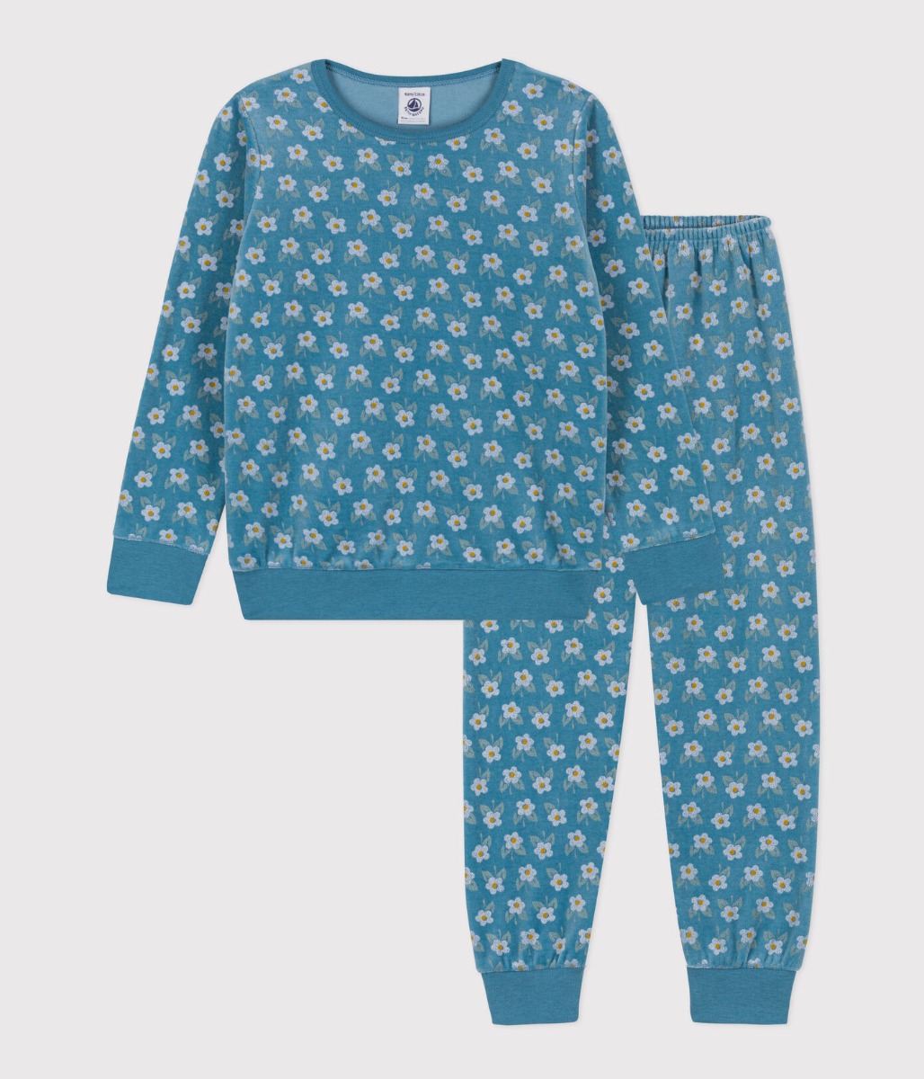 Pyjama Femme Forme Jogging en Velours Eponge BLEU