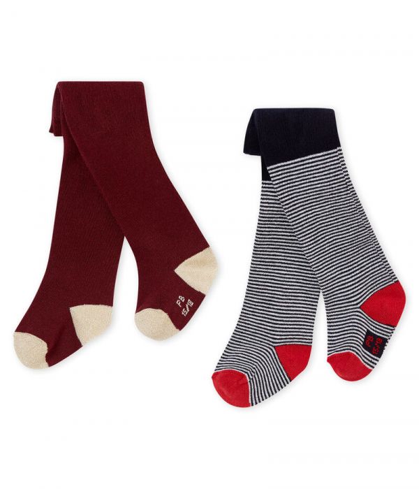 Un lot de deux paires de collants bébé fille