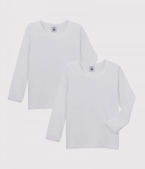 Lot 2 T-shirts blancs manches longue fille au meilleur prix en Tunisie