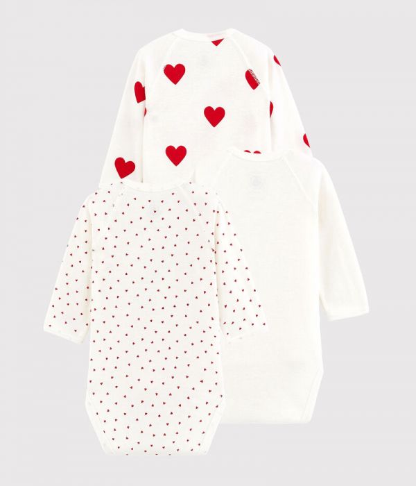 Lot De 3 Bodies Manches Longues Petit Bateau - Croisés, Imprimé Baleine Et Unis, Coton Extensible - Pour Bébé Nouveau-né