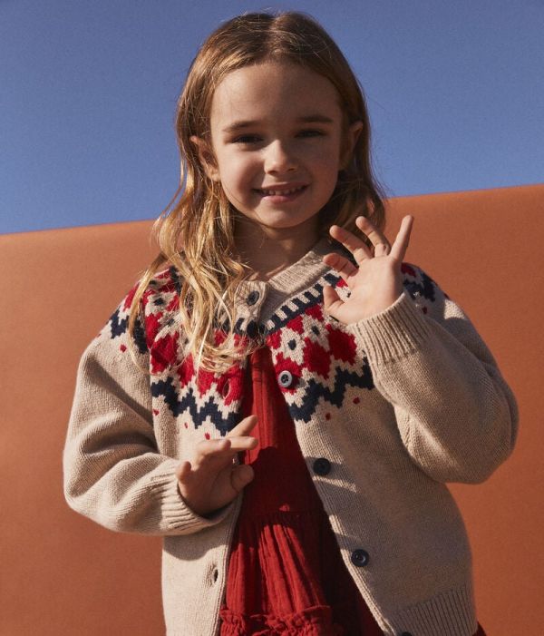 Cardigan laine et coton enfant fille