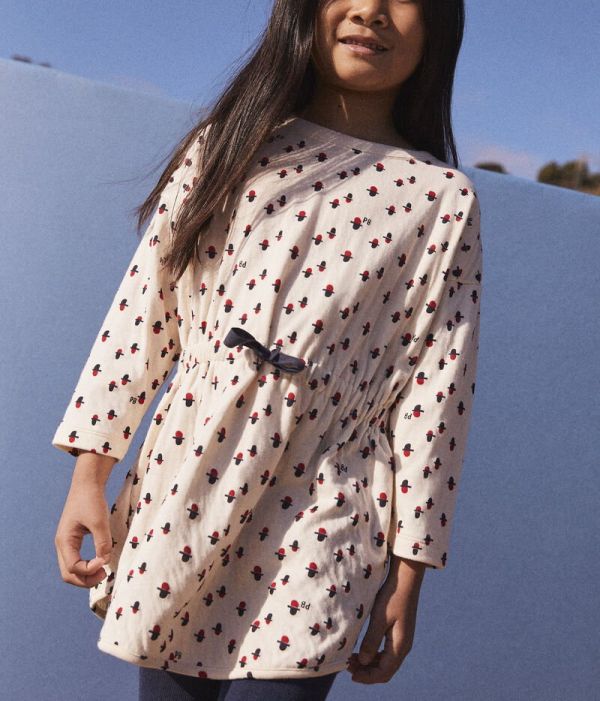 Vêtement fille Tunisie | Robe manches longues imprimée en tubique fille