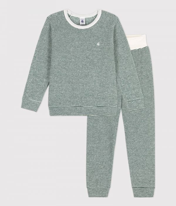 Pyjama milleraies petit garçon en coton en éponge