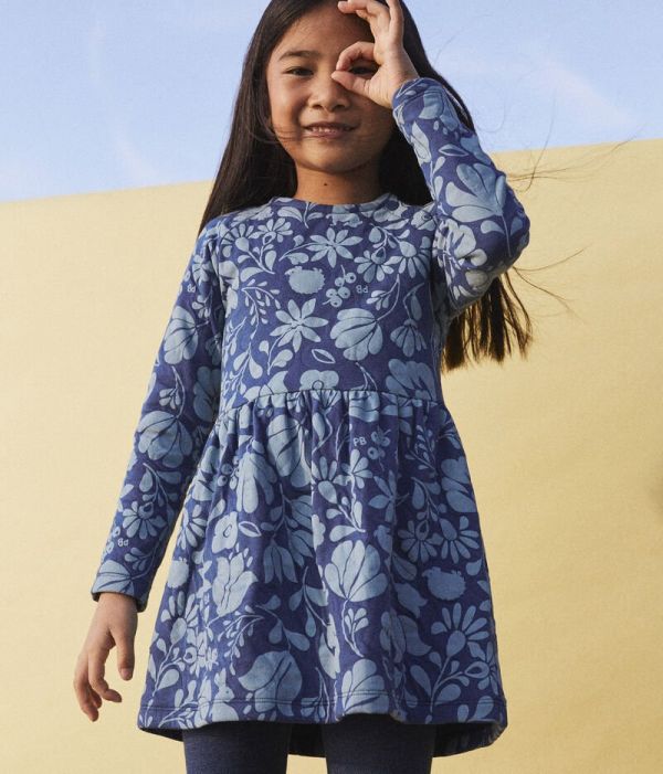 Robe fleurie en tubique enfant fille en promo Petit Bateau