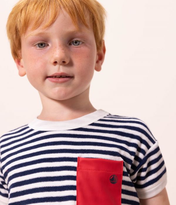 Tee-shirt rayé en bouclette éponge enfant garçon