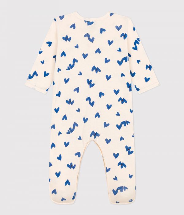Pyjama bébé coeur bleu en coton