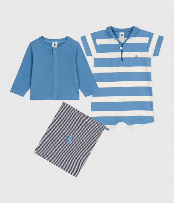 Ensemble bébé deux pièces en coton, cardigan uni et combicourte