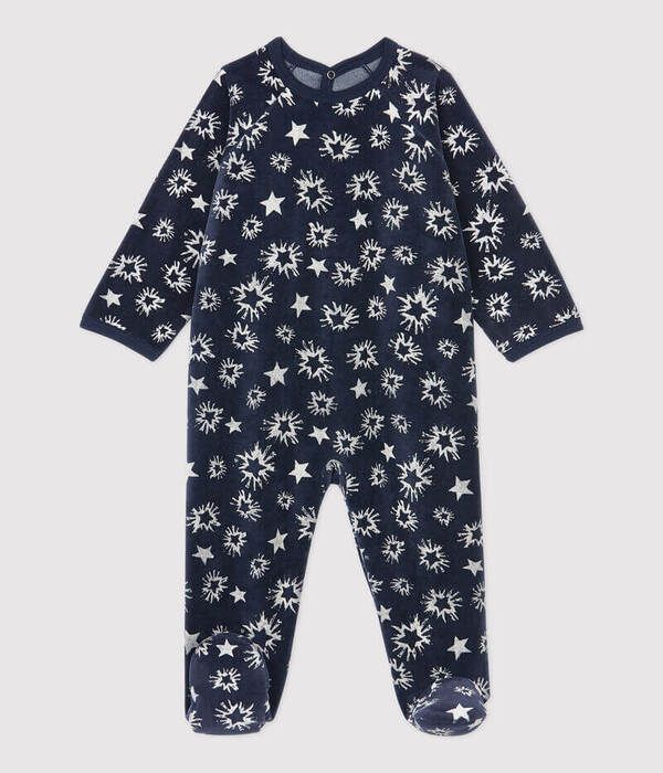 Vêtements de nuit bébé | Dors-bien smoking imprimé étoiles en velours 