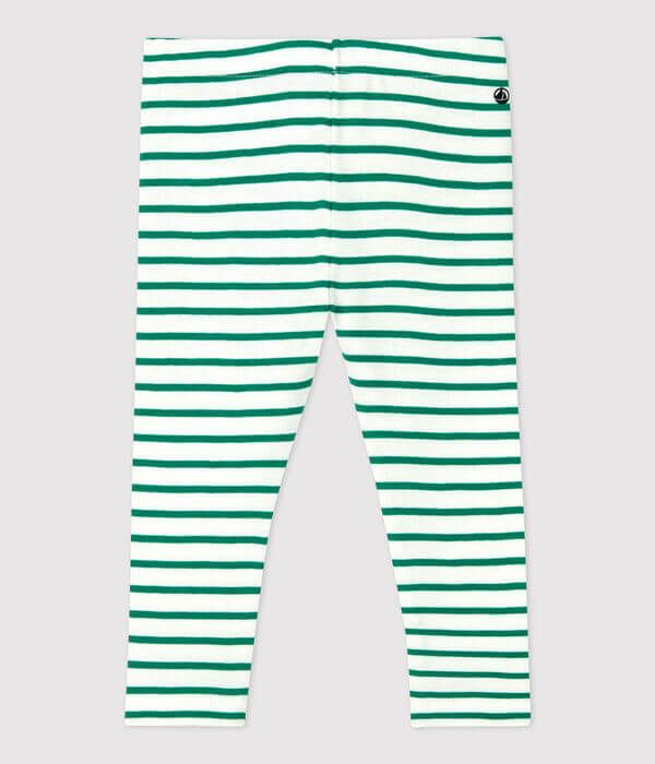 Naissance | Legging rayé vert en coton pour bébé | Petit Bateau