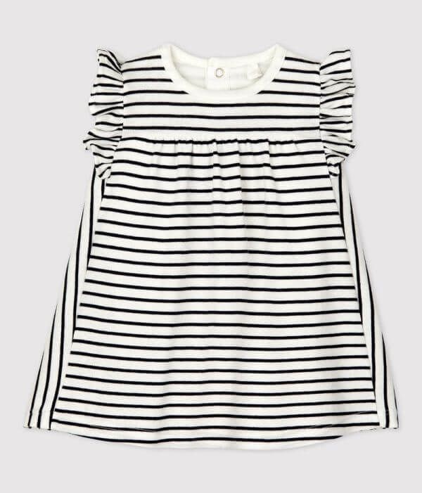 Robe body rayée marinière en coton bio bébé