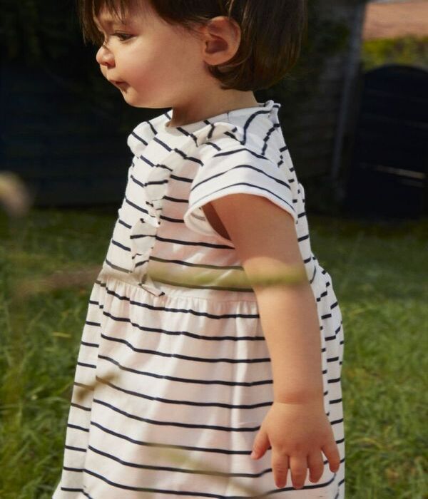 Robe manches courtes rayée en jersey bébé
