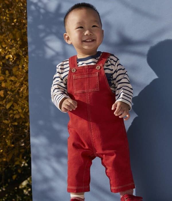 Vêtements bébé pour la fête de réveillon | Salopette rouge en denim
