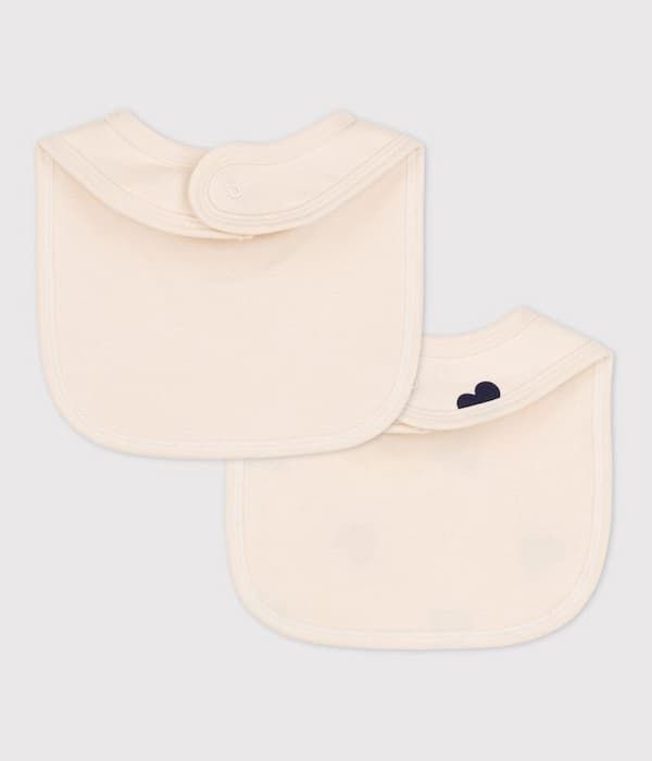 Lot de 2 bavoirs cœur bébé en coton