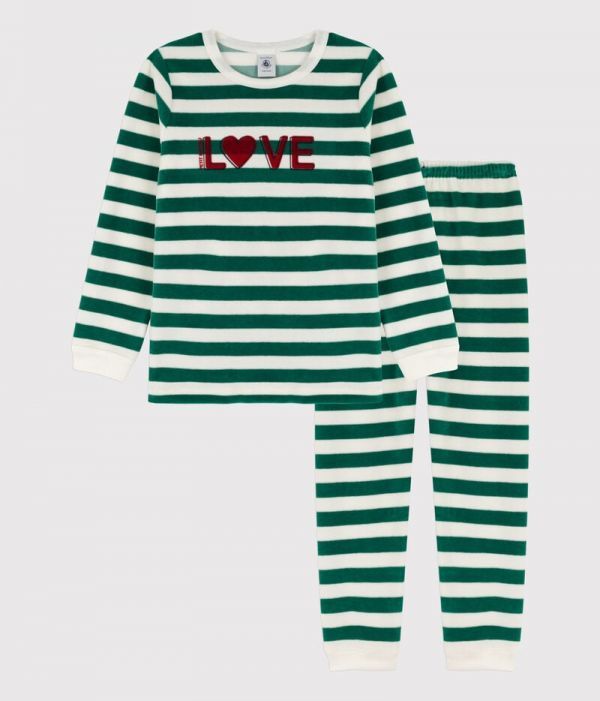 Promotion pyjama milleraies vert petite fille/petit garçon en velours