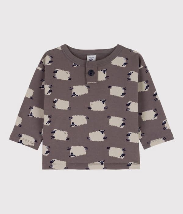 Soldes vêtements bébé | Sweatshirt imprimé moutons en molleton