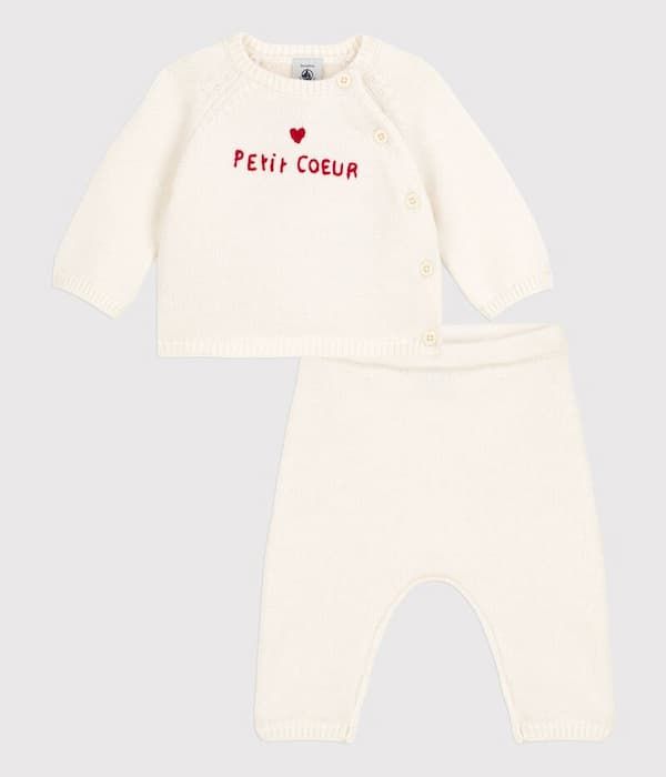 Ensemble 2 pièces bébé en tricot laine et coton