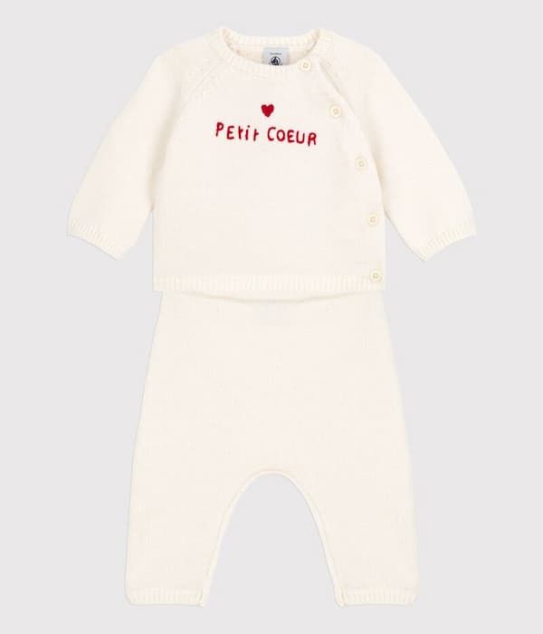Ensemble 2 pièces bébé en tricot laine et coton