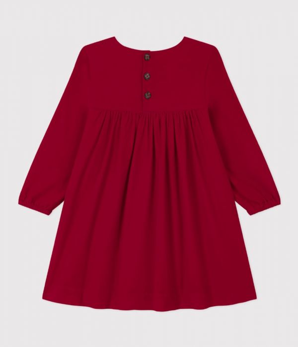Robe manches longues en velours uni enfant fille