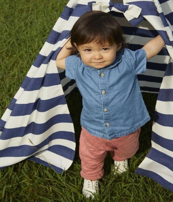 Blouse en denim léger bio bébé