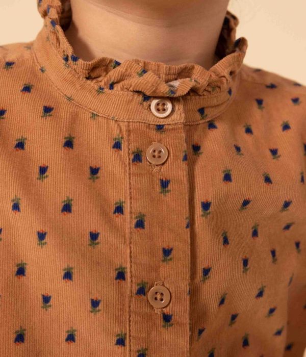 Blouse en velours fin fleuri enfant fille