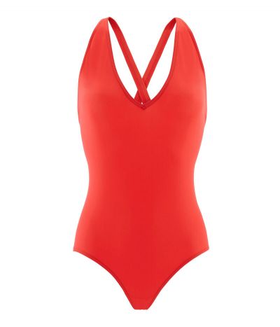 Maillot de bain femme une pièce uni croisé dos