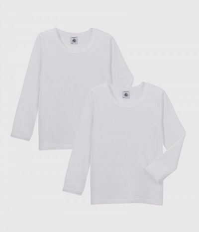 Lot de 2 tee-shirts blancs manches longues petite fille