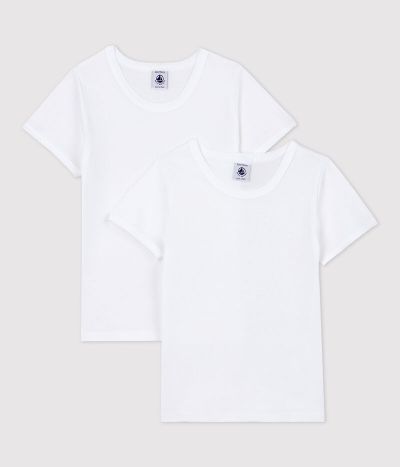 Lot de 2 tee-shirts manches courtes blancs petite fille en coton