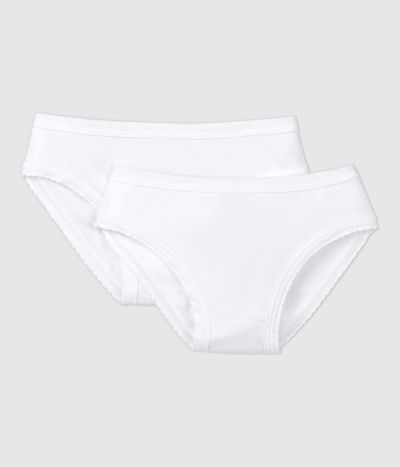 Lot de 2 culottes blanches petite fille en coton