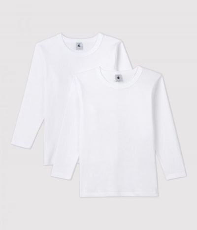 Lots de 2 tee-shirts manches longues blancs petit garçon