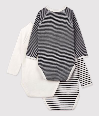 Lot de 3 bodies croisés manches longues en coton bébé
