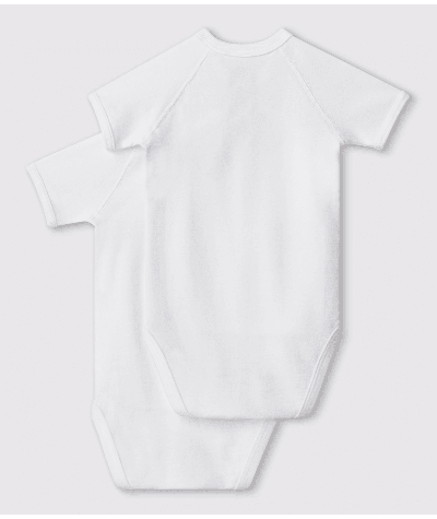 Lot de 2 bodies croisés manches courtes en coton unis bébé