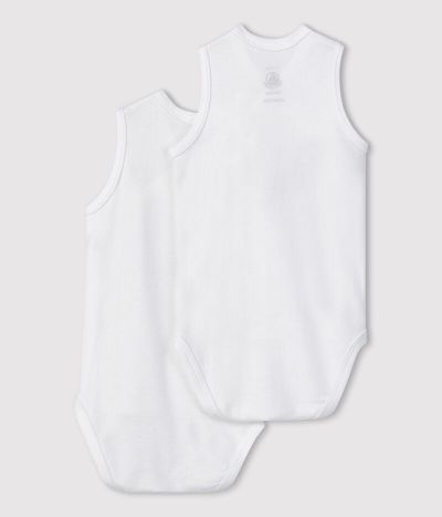 Lot de 2 bodies sans manches unis bébé en coton