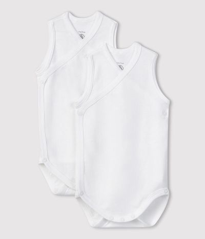 Lot de 2 bodies sans manches unis bébé en coton