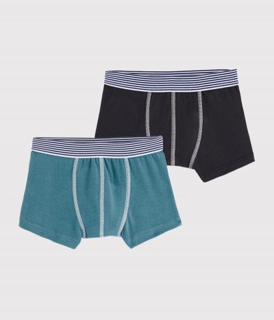 Lot De 2 Tee-shirts Manches Longues Garçon Petit Bateau - Coton, Imprimé Léopard Et Uni, Confortables