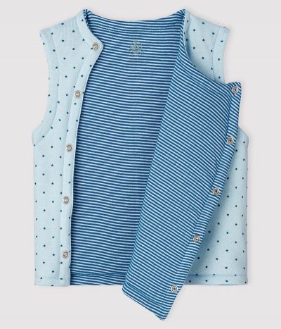 Gilet bleu sans manches réversible bébé garçon