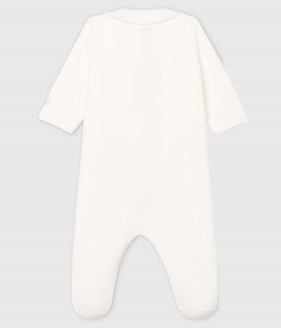 Dors-bien blanc zippé bébé en velours de coton biologique