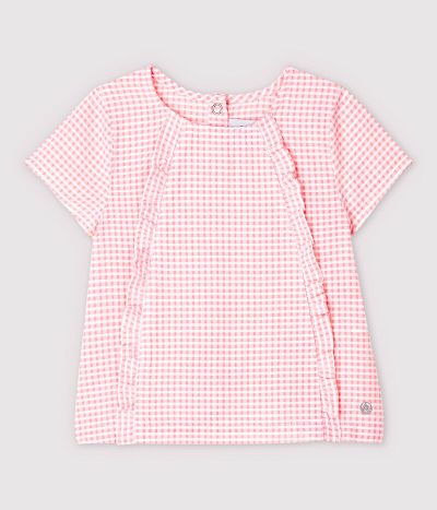 Blouse manches courtes en popeline bébé fille