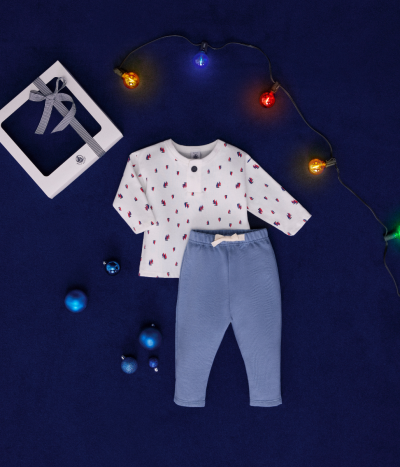 Coffret ensemble salopette en molleton et tee-shirt en coton bébé