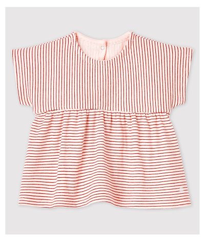 Blouse manches courtes en tubique rayée bébé fille