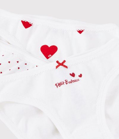 Lot de 3 culottes coeur petite fille en coton biologique