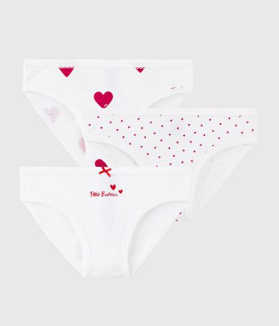 Lot de 3 culottes coeur petite fille en coton biologique