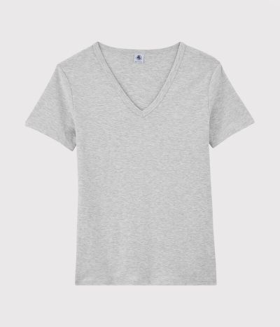 T-shirt col V iconique en coton Femme
