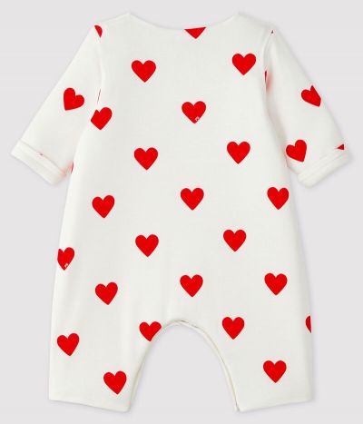 Combinaison longue cœurs rouges bébé fille en côte