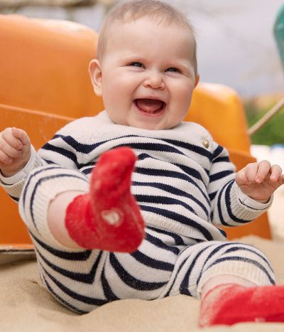 Ensemble 2 pièces à rayures bébé en tricot avec laine