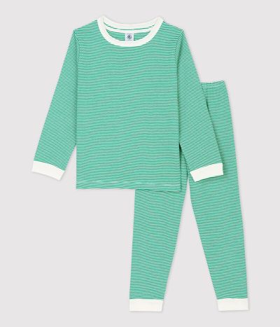Pyjama milleraies vert petite fille/petit garçon en coton biologique