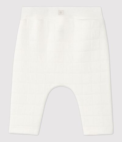 Pantalon blanc matelassé bébé en coton biologique