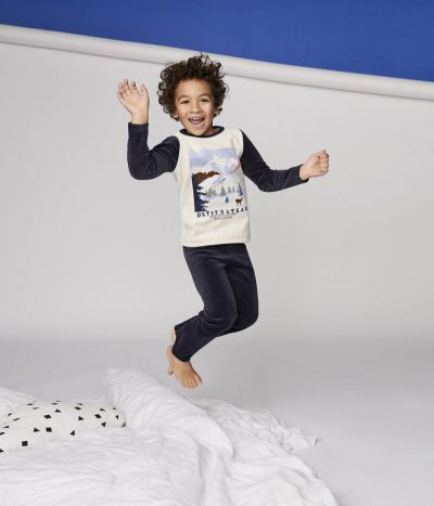 Pyjama motif montagne petit garçon en velours