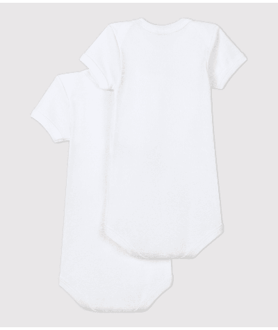 Lot de 2 bodies blancs manches courtes bébé en coton biologique