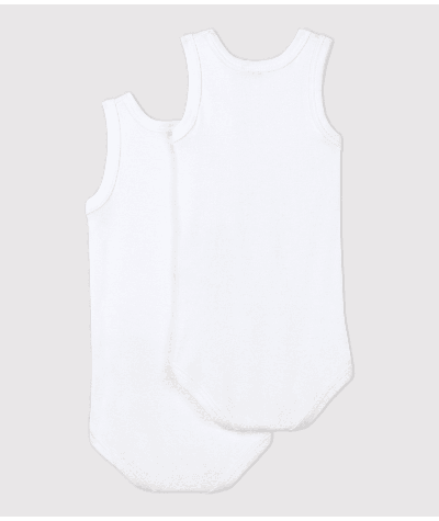 Lot de 2 bodies blancs sans manches bébé