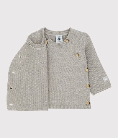 Cardigan bébé en tricot laine et coton